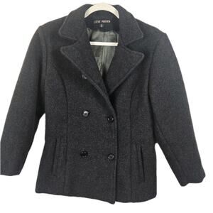 VTG Steve Madden Women’s LARGE Wool Pea Coat Classic Professor Collegiate Preppy